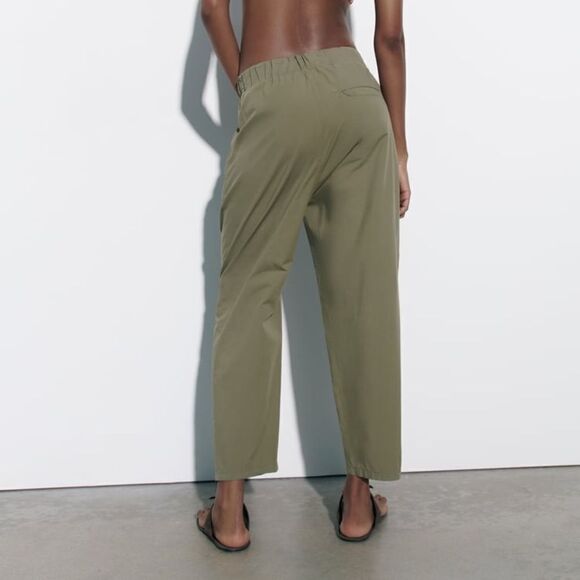 ZARA POPLIN ANKLE PANTS - Picture 7 of 10